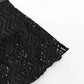 Black lace fabric with intricate floral pattern, ideal for women's fashion apparel