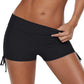 Black women's high-waisted shorts with side ties, stylish and comfortable for fashion or active wear