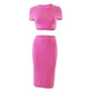 Womens Dress Sets Short Sleeve Crop Tops And Mid Calf Skirt Suit Fashion 2PCS Set Slim Office Lady Summer Suits Clothing QX2413 - Womans Fashion