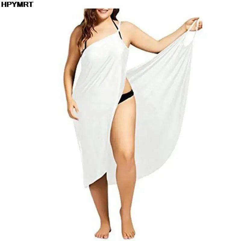 White beach cover-up dress for women, lightweight and flowy, perfect for summer fashion and swimwear styling.