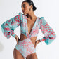 Women's Swimsuit 2024 Long Sleeve Rash Guard Bikini Surfing Suit One Piece Bodysuit Print Brasileño Push up Monokini Swimwear - Womans Fashion