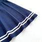 Navy blue pleated skirt with white stripes, women's fashion